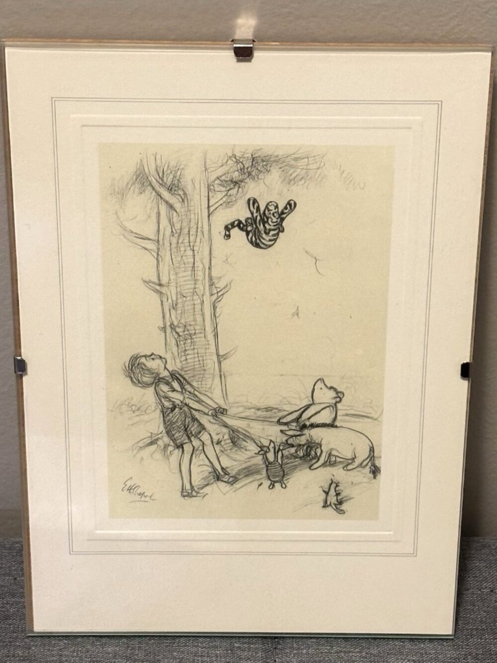 Winnie the Pooh Tigger "Come On It's Easy Squeaked Roo" Sketch Card Framed 1980s